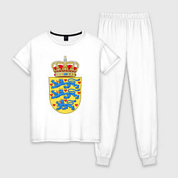 Пижама хлопковая женская Дания Герб Дании, цвет: белый