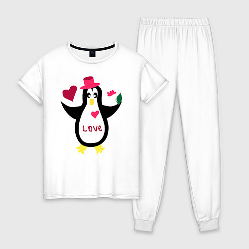 Женская пижама Влюбленный пингвин / Белый – фото 1