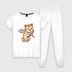Пижама хлопковая женская Angel Cat, цвет: белый