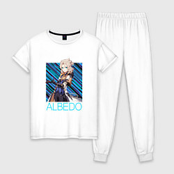 Пижама хлопковая женская Альбедо Genshin Impact, цвет: белый