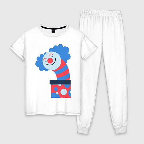 Женская пижама Жуткий клоун-сюрприз в коробке / Белый – фото 1
