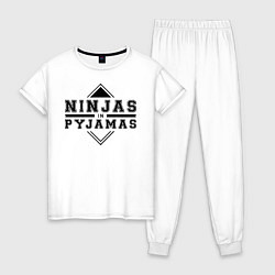 Пижама хлопковая женская Ninjas In Pyjamas, цвет: белый