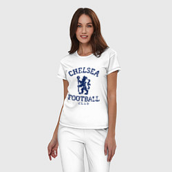 Пижама хлопковая женская Chelsea FC: Lion цвета белый — фото 2