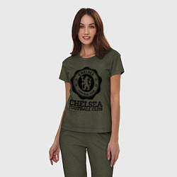 Пижама хлопковая женская Chelsea FC: Emblem, цвет: меланж-хаки — фото 2
