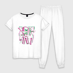 Пижама хлопковая женская Майнкрафт скелет лучник, цвет: белый
