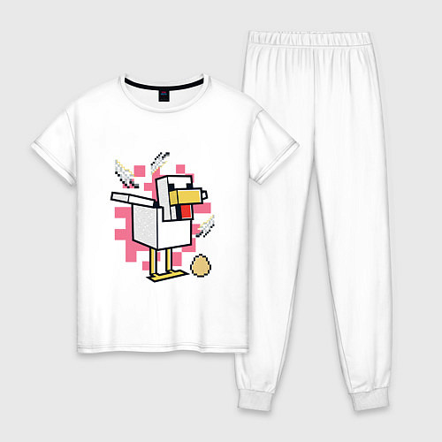 Женская пижама Курица Chicken Майнкрафт / Белый – фото 1