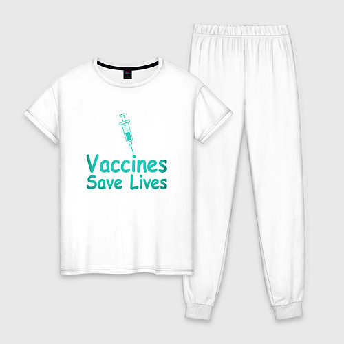 Женская пижама Вакцина спасает жизни / Белый – фото 1