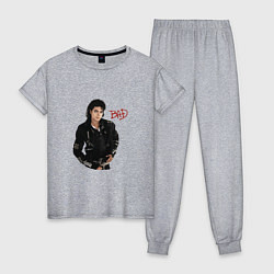 Пижама хлопковая женская BAD Майкл Джексон, цвет: меланж