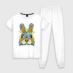 Пижама хлопковая женская Безумный кролик, цвет: белый