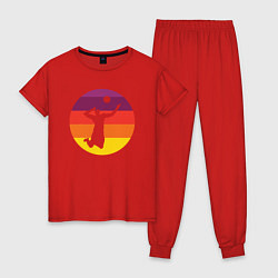 Пижама хлопковая женская Мой волейбол, цвет: красный