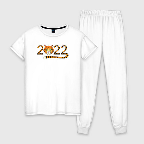 Женская пижама Год Тигра 2022 с мордочкой / Белый – фото 1