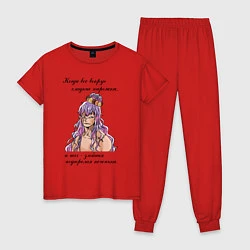 Пижама хлопковая женская Генерал Крекер One Piece, цвет: красный