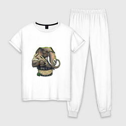 Пижама хлопковая женская Слон-военный, цвет: белый