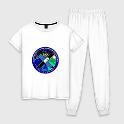 Пижама хлопковая женская SPACEX Илон Маск Лого, цвет: белый
