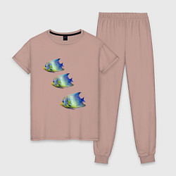 Пижама хлопковая женская Рыба, цвет: пыльно-розовый
