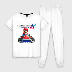 Пижама хлопковая женская Марио крутой гонщик, цвет: белый