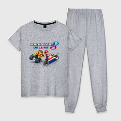 Пижама хлопковая женская Mariokart 8 Deluxe гонка, цвет: меланж