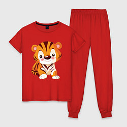 Пижама хлопковая женская Little Tiger, цвет: красный