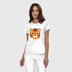 Пижама хлопковая женская Cute Tiger, цвет: белый — фото 2