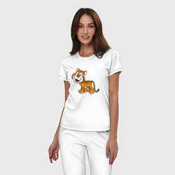 Пижама хлопковая женская Добрый тигр, цвет: белый — фото 2