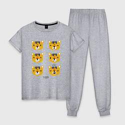 Пижама хлопковая женская Tiger Rawr, цвет: меланж