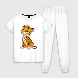 Пижама хлопковая женская Малыш Тигр, цвет: белый