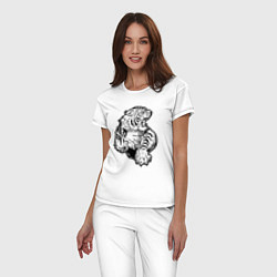 Пижама хлопковая женская Белый Тигр, цвет: белый — фото 2