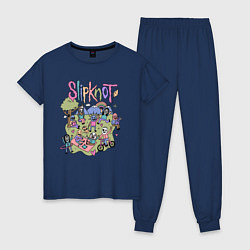 Пижама хлопковая женская SLIPKNOT цвета тёмно-синий — фото 1