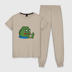 Пижама хлопковая женская Pepe love пепе лов, цвет: миндальный