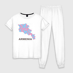 Пижама хлопковая женская Люблю Армению, цвет: белый