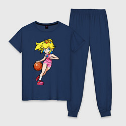 Пижама хлопковая женская Peach Basketball, цвет: тёмно-синий