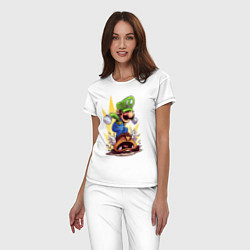 Пижама хлопковая женская Angry Luigi, цвет: белый — фото 2