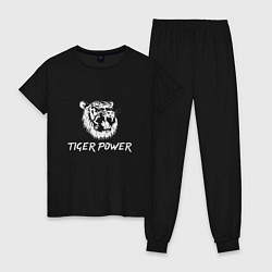 Пижама хлопковая женская Power of Tiger, цвет: черный