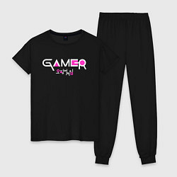Пижама хлопковая женская Squid Game: Gamer, цвет: черный