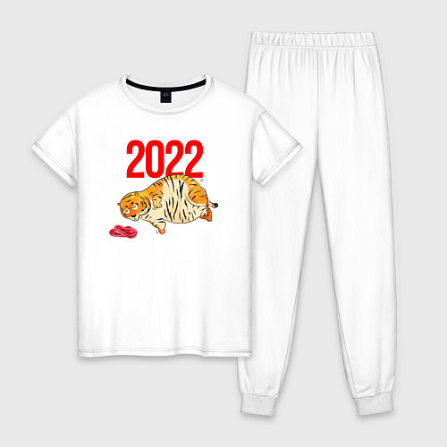 Женская пижама Ленивый толстый тигр 2022 / Белый – фото 1