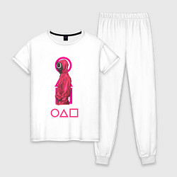 Пижама хлопковая женская Squid game, цвет: белый