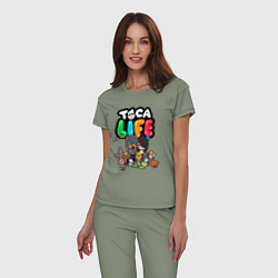 Пижама хлопковая женская Toca Life, цвет: авокадо — фото 2