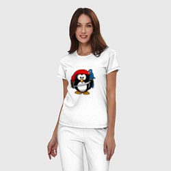 Пижама хлопковая женская Пингвин пират, цвет: белый — фото 2