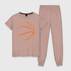 Пижама хлопковая женская Баскетбольный мяч, цвет: пыльно-розовый