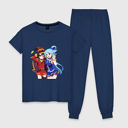 Пижама хлопковая женская Aqua Meg, цвет: тёмно-синий
