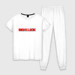 Пижама хлопковая женская Roblox logo red роблокс логотип красный, цвет: белый
