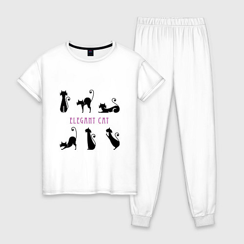 Женская пижама Элегантные коты / Белый – фото 1