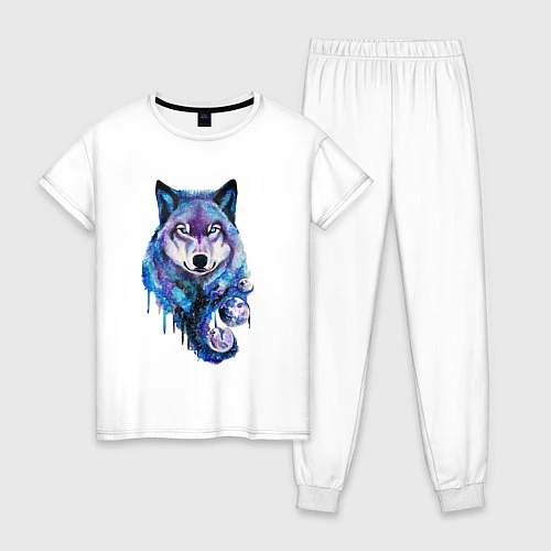 Женская пижама Волк акварель / Белый – фото 1