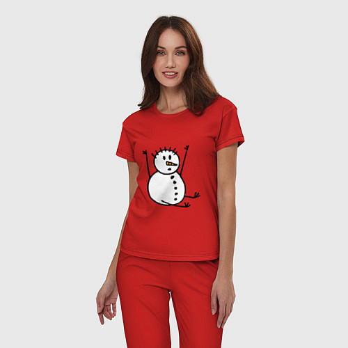 Женская пижама Снеговик в дудл-стиле / Красный – фото 3