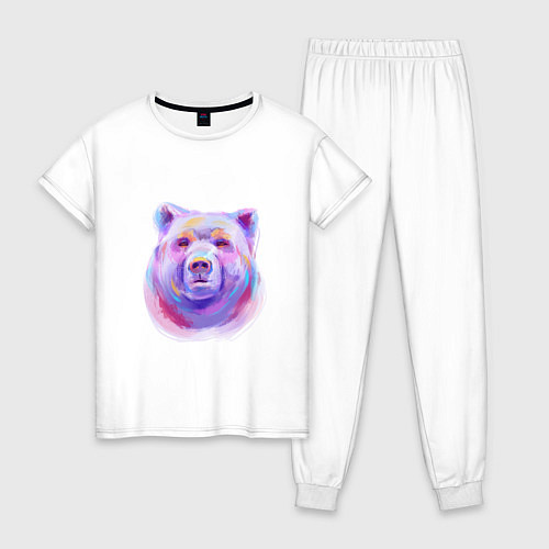 Женская пижама Неоновый медведь / Белый – фото 1