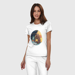 Пижама хлопковая женская Мечтающий медведь, цвет: белый — фото 2