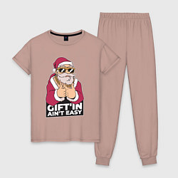 Пижама хлопковая женская Santa Gangster, цвет: пыльно-розовый