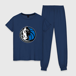 Пижама хлопковая женская Даллас Маверикс логотип, цвет: тёмно-синий