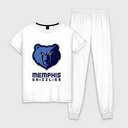 Пижама хлопковая женская Мемфис Гриззлис, Memphis Grizzlies, цвет: белый
