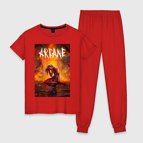 Женская пижама Джинкс объятая пламенем Аркейн Лига легенд / Красный – фото 1